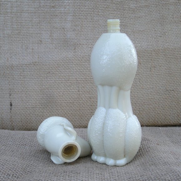 Vintage Avon Poodle Bath Oil Bottle milk glass - Picture 10 of 16